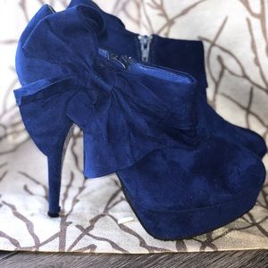 Blue platform booties